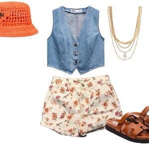 Floral high waist mom shorts